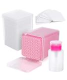 400 Nail Cotton Pads with Pump Dispenser Bottle - Super Absorbent Soft Non-Woven Wipes for Eyelash Extension & Nail Polish - Pink/White - Buy Online on GoSupps.com