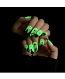 24PCS Green French Halloween Fake Nails - Long Square False Nails for Women - Glue Press On Nails for Halloween Party - Buy Online on GoSupps.com