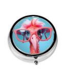 Buy Metal Pill Box - Mini Travel Medicine Organizer | Stylish Flamingo Design | Perfect for Purses & Pockets - Buy Online on GoSupps.com