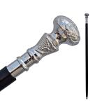 FYNJREX Vintage Antique Walking Cane Wooden Walking Stick Silver Brass Handle Knob Gift - Buy Online on GoSupps.com