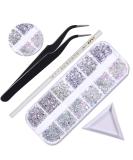 1500 Self-Adhesive Rhinestones - 6 Sizes for Nail Art DIY and Clothing | Includes Tweezers & Picking Pen - Buy Online on GoSupps.com