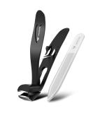 Ergonomic Angled Head Nail Clippers for Seniors | Premium Steel Toenail Clippers for Thick Nails - Wide Jaw Opening & Catcher - Men & Women - Black - Buy Online on GoSupps.com