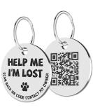 MYLUCKYTAG Stainless Steel QR Code Cat Tags - Scan QR for Instant Pet Location Alert - Pet Online Profile - Help Me Im Lost - Silver - Buy Online on GoSupps.com