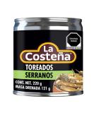 La Costena Serrano Toreados 220g / Mexican Spicy Roasted Serrano Chilli Peppers Canned Chillies Hot Pickled Serrano Peppers - Buy Online on GoSupps.com