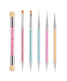 JdXun 5-Piece Nail Brush Set | Double-End Nail Design & Acrylic Art Brushes | DIY Nail Art Liner & Dotting Tool with Sponge Brush - Buy Online on GoSupps.com
