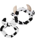 LALAFINA 2pcs Bath Ears Headband - Soft Plush Winter Hair Wrap for Kids and Women - Skincare Spa Bands with Cute Cow Pattern - Buy Online on GoSupps.com