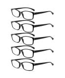 Kerecsen 5 Pack Reading Glasses for Men & Women - High-Quality Spring Hinges Comfortable Rectangular Design 4.50 Magnification - Ideal for Reading - International Shipping Available - Buy Online on GoSupps.com