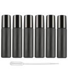 6Pcs 10ml Black Glass Roller Bottles with Metal Roller Ball - for Essential Oils, Aromatherapy, Perfume - Includes Dropper - Buy Online on GoSupps.com