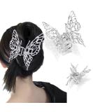 Canitor Butterfly Hair Clips - Silver Claw Clips 2Pcs Y2K Accessories for Women - Moving Butterfly Style - Buy Online on GoSupps.com