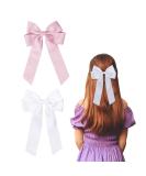 2 Pack Bow Hair Clips Pink Hair Bows for Women Girls Large Bow Clips Hair Barrette Hair Accessories(White Cherry Pink) White CherryPink - Buy Online on GoSupps.com