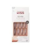 KISS Salon Acrylic Natural Nails Clear Tip Long | DIY Manicure Kit with Pink Gel Glue | 28 Nails in 14 Sizes - Buy Online on GoSupps.com