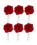 6pcs Wedding Updo Hairpins Red Rose Hair Sticks U-shaped Hair Chopsticks for Bride Bridesmaid - Buy Online on GoSupps.com