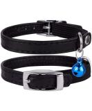 Collardirect Leather Cat Safety Collar with Elastic Belt & Bell | Adjustable 15-18 cm | Available in Black Blue Red Orange Green Pink - International Shipping - Buy Online on GoSupps.com
