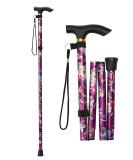Buy Foldable Walking Sticks for Seniors - Adjustable T-Handle Walking Aids for Men & Women | Stylish Black & Violet Flower Designs - Buy Online on GoSupps.com