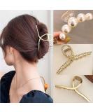 Pearl Hair Clips | Brushed Metal Hair Accessories for Women & Girls | Elegant Hair Jewelry - Set of 3 - Buy Online on GoSupps.com