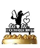Funny Fishing Wedding Cake Topper - HOOKED FOR LIFE - Groom Hugging Bride Fishing Couple Cake Topper Mr&Mrs Wedding Cake Topper (Fishing Couple) - Buy Online on GoSupps.com