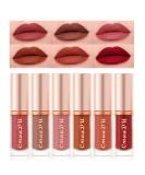 6Pcs Matte Liquid Lipstick Set - Brown Nude Pink Mauve Red Maroon - Long Lasting & Waterproof Lip Gloss Gift for Women - Matte Makeup Beauty Cosmetics - Buy Online on GoSupps.com