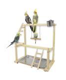 Wishesmar WellensiTich Playground for Nymphensittich Parrots - Climbing Swing & Feeder-Cup Toy | 40.5x37x23 cm Wood Playset - Buy Online on GoSupps.com