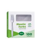 100 Pack Clear Plastic Forks - Heavyweight Disposable Utensils with Elegant Engraved Design - Buy Online on GoSupps.com