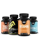 ESN 4-Pack Vitamins & Vital Substances Zinc Omega 3 Vitamin D & Vitamin Stack Capsules for Optimal Health | International Shipping Available - Buy Online on GoSupps.com