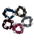 10 Piece Artificial Pearl Hair Gums - Velvet Elastic Hair Ties & Ponytail Holders for Women & Girls | Stylish Hair Accessories - Buy Online on GoSupps.com