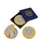 Totally Turkish Metal Compact Mirror Small Folding Round Mirror With Magnetic Close 1x & 2x Magnification For Handbags Make-Up Travel & Commutes Bright & Funky Geometric Pattern (Venus) - Buy Online on GoSupps.com
