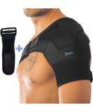 Shoulder Brace for Women & Men - Torn Rotator Cuff Support AC Joint Pain Relief Arm Immobilizer Wrap - Medium/Large Black - Free Extension - Buy Online on GoSupps.com