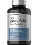Alpha Lipoic Acid 600mg | 240 Capsules | with Biotin Optimizer | Non-GMO and Gluten Free Supplement | by Horbaach - Buy Online on GoSupps.com