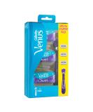 Gillette Venus Deluxe Smooth Swirl Women's Razor + 3 Razor Blade Refills, with Flexiball Technology, Lubrastrip with A Touch of Vitamin E 4 Piece Set - Buy Online on GoSupps.com