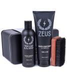 ZEUS Starter Beard Wash & Grooming Kit - Vanilla Rum Scent | Beard Brush & Wash Combo Gift Set for Men - Buy Online on GoSupps.com