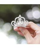 Yean Princess Crown Comb - Mini Crystal Rhinestone Silver Tiara Flower Hair Comb for Birthday Party and Girls - Buy Online on GoSupps.com