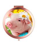 Rose Gold Compact Mirror with 2x 1x Magnification - Portable Double Sided Makeup Mirror for Women, Mothers, Kids - Great Gift (Flower Pig) - Buy Online on GoSupps.com