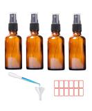 Buy Braunglas Spray Bottle 4x50ml - Empty Glass Atomizer for Perfume Make-Up Travel | Fine Fog Water Bottle | Includes Funnel & Labels - Buy Online on GoSupps.com