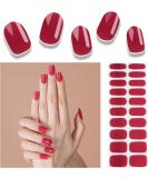 Foyute Semi Cured Gel Nail Strips 20 Pcs Soft Self-Adhesive Gel Nail Polish Wraps Sticker for Salon-Quality Manicure Set Long Lasting Easy to Apply & Remove Nail File & Wooden Stick (Red) - Buy Online on GoSupps.com