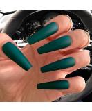 Outyua Matte Super Long Dark Green Coffin Ballerina Press on Nails - 24Pcs - Buy Online on GoSupps.com