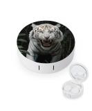 White Tiger Contact Lens Case with Mirror | Portable & Cute Travel Kit for Eye Contacts - Buy Online on GoSupps.com