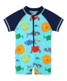 HUAANIUE Baby Boys One Piece Rash Guard Swimsuit with UPF 50+ Sun Protection and Matching Hat | Swimming Beachwear for 6-12 Months - Buy Online on GoSupps.com