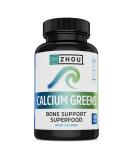 Zhou Nutrition Calcium Greens Superfood - Bone Support Supplement | Algae Calcium, Magnesium, Vitamin D3 & K2 | 1300mg, 120 Tablets - Buy Online on GoSupps.com