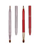 Simarro 2Pcs Retractable Lip Brush Set - Double-Ended Travel Makeup Tool for Lipstick & Gloss - Portable and Cover Included - Ideal for Women and Girls (Pink+Red) - Buy Online on GoSupps.com