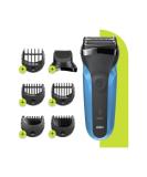 Braun Series 3 310BT Electric Razor for Men - 3-in-1 Trimmer Rechargeable Wet & Dry 30-Min Run Time Black/Blue - Ideal Beard Grooming Tool - Buy Online on GoSupps.com