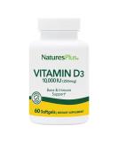 Nature's Plus Max Potency Vitamin D3 10,000 IU - 60 Softgels for Optimal Health - Buy Online on GoSupps.com