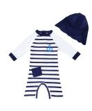 UPF 50+ Baby Boy Swimwear Set with Sun Hat | Navy Stripe | 3-6 Months - Buy Online on GoSupps.com