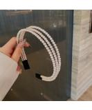 KIMUWHI 3 RowsPearl Headbands for Women White Bling Faux Pearl Bling Hairbands Bridal Hair Hoop Wedding Hair Accessories for Women Girls - Buy Online on GoSupps.com