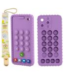 Whisary Mobile Phone Teething Toy with Pacifier Clip - Silicone Baby Teether for Babies 0-18 Months - Sensory Chew Toy (SJ-Purple) - Buy Online on GoSupps.com
