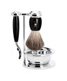 M HLE Vivo Series Shaving Set with Bowl - Pure Badger Hair Black Precious Resin - Compatible with Gillette Blades | Premium International Shipping - Buy Online on GoSupps.com