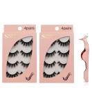 JZK 8 Pairs 3D Mink Hair False Eyelashes - Reusable 1.3 cm Natural Thick Lashes with Applicator Tweezers - Worldwide Shipping - Buy Online on GoSupps.com