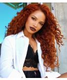 Fencca Auburn Long Curly Synthetic Wig for Women - Free Part Full Wavy Hair Replacement - Buy Online on GoSupps.com