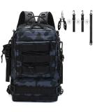 Outdoor Fishing Tackle Backpack with Rod Holder and Plier Pocket - Black Camo (14.5x9x5.5 Inch) - Buy Online on GoSupps.com