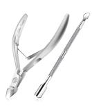 Professional Grade Stainless Steel Cuticle Nipper with Pusher - Durable Manicure & Pedicure Tool for Fingernails and Toenails (Silver) - Buy Online on GoSupps.com