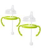 Comotomo Soft Spout Transition Sippy Cup Kit | Fits 5oz & 8oz Bottles | Includes Nipple, Weighted Straw & Bottle Handles | 2 Pack Green - Buy Online on GoSupps.com